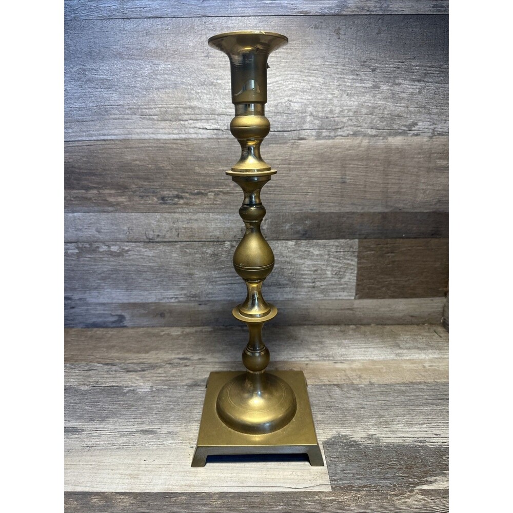 Vintage  Homco  15” Tall Brass Candlestick Candle Holder made in Japan
